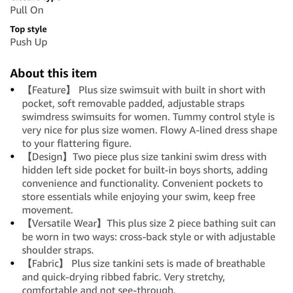 Plus size two piece tankini swimsuit - Picture 7 of 8